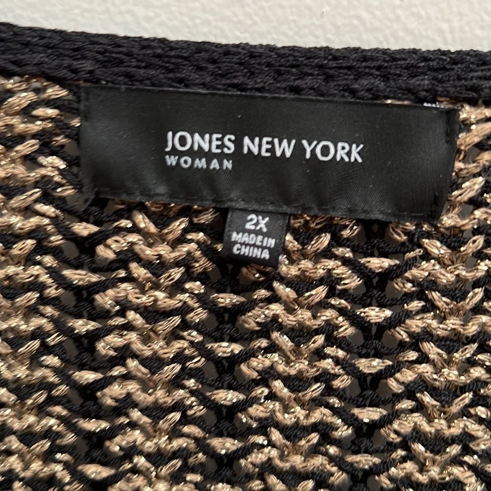 Jones New York Women’s Gold and Black Cardigan.  2X